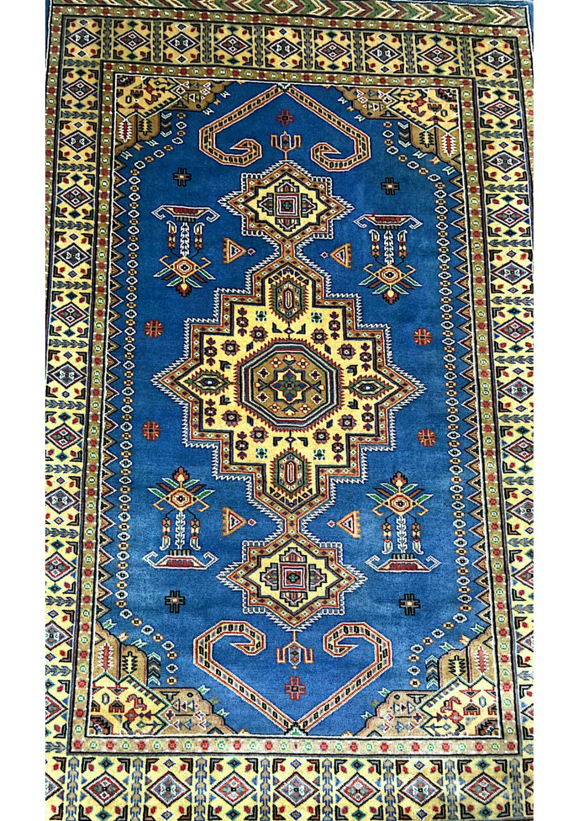 Handmade Sky Blue Fine Quality Single Knot Rug (Size 8x5)