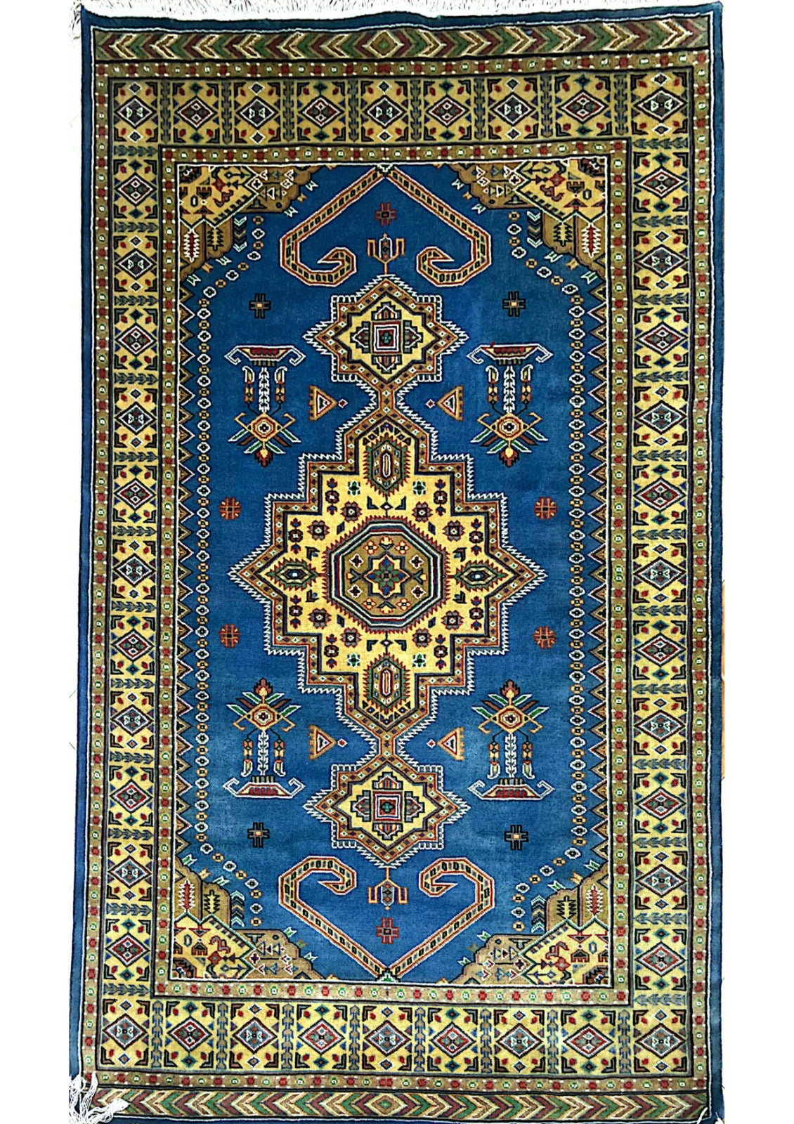 Handmade Sky Blue Fine Quality Single Knot Rug (Size 8x5)