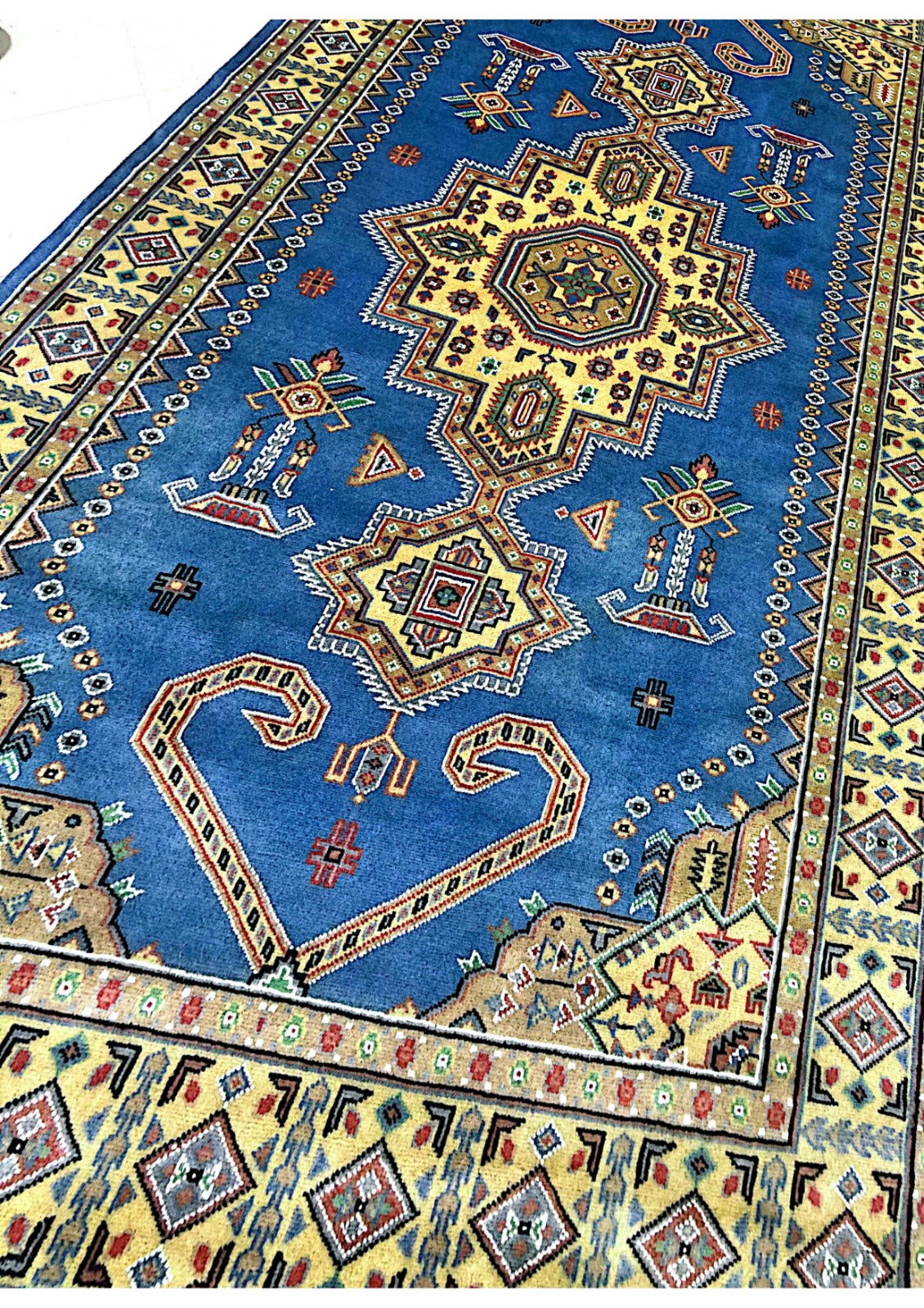 Handmade Sky Blue Fine Quality Single Knot Rug (Size 8x5)