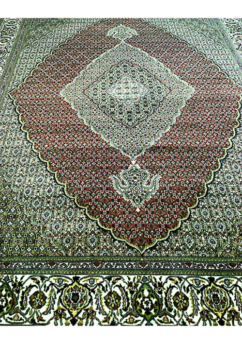 Handmade Rust Bajjar Design Silk Touch Rug | Quality 14x14 (Size 8x10 ft)